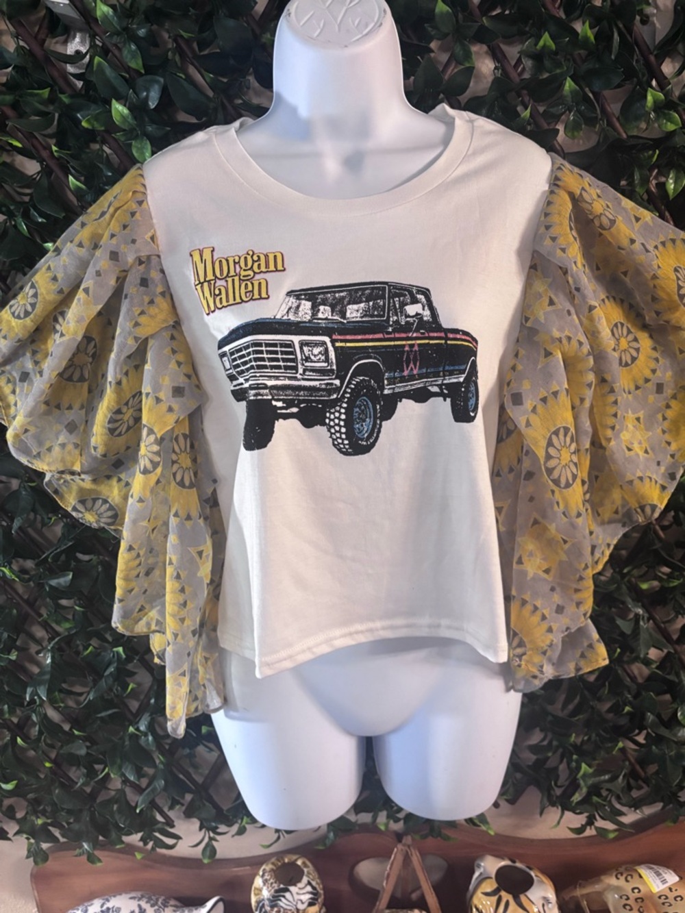 UPCYCLED one of a kind, MORGAN WALLEN Band Country Music Crop T Shirt